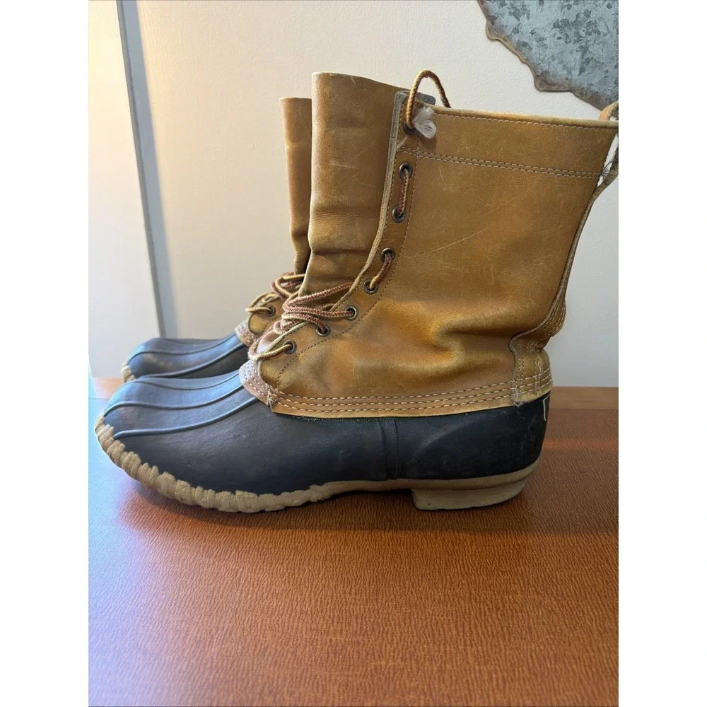 Vtg LL Bean Duck Boots Soze 12 Old Tags Mid Calf USA